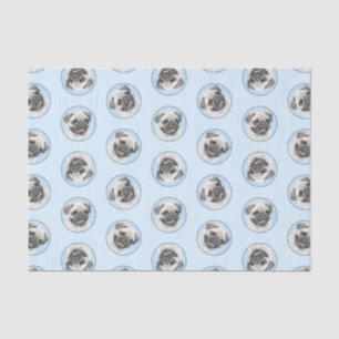 Papel De Seda Pug Pinting Fawn Silver Cueca Original Pet Dog Art