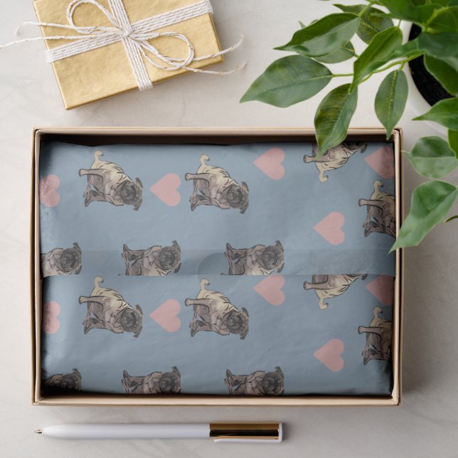 Papel De Seda Pugs & corações (Presente)