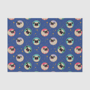 Papel De Seda Pugs em círculos coloridos no céu e nas estrelas