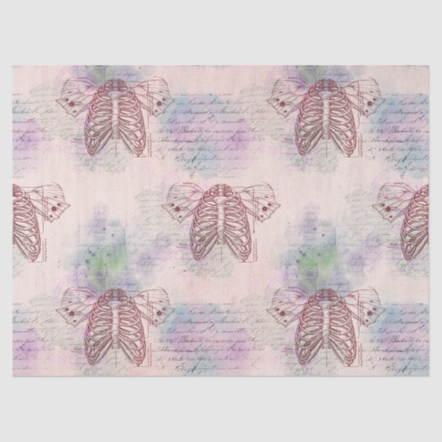 Papel De Seda Pulseiras e Asas Steampunk na Decoupage Rosa (Frente )