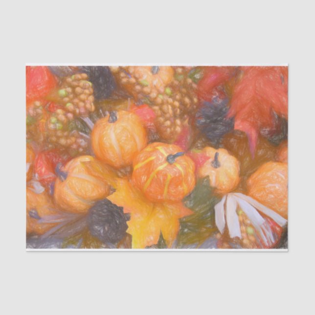 Papel De Seda Pumpkin Autumn Orange Deixa Arte Digital (Frente )