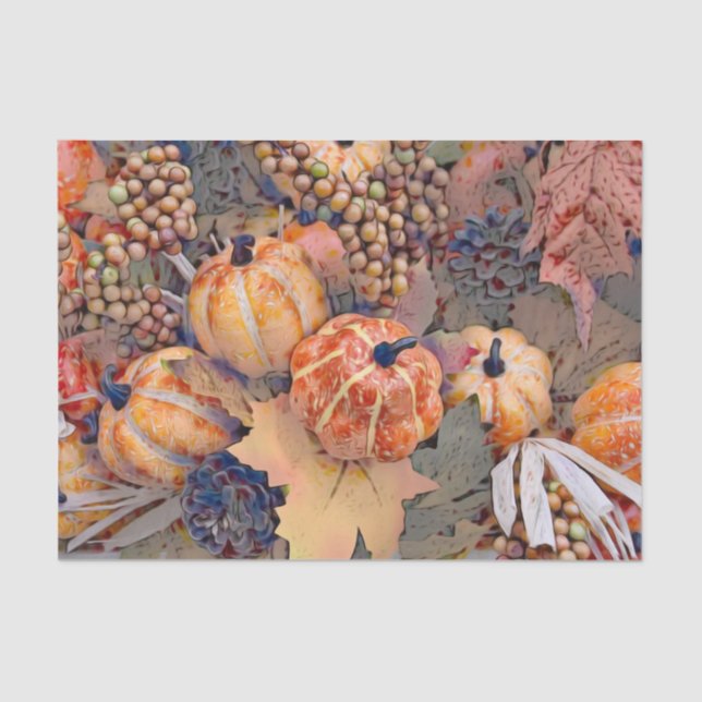 Papel De Seda Pumpkin Autumn Orange Deixa Pintura Digital (Frente )