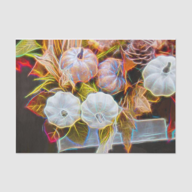 Papel De Seda Pumpkin Autumn White Laranja Brilhante (Frente )