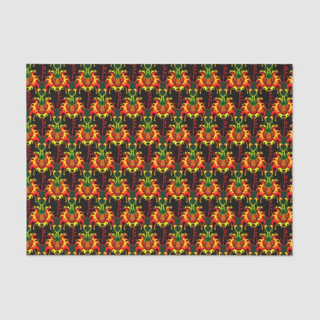 Papel De Seda Pumpkin Cabeça Flaming Padrão de Interbloqueio (Frente )
