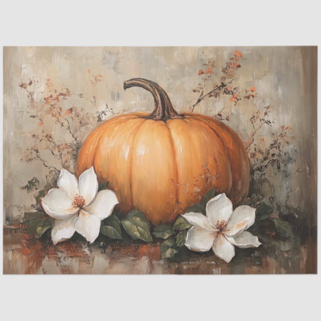 Papel De Seda Pumpkin com Magnolia Blossomo (Frente )