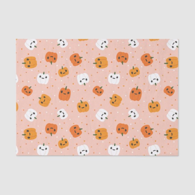 Papel De Seda Pumpkin Cute Kawaii Enfrenta Padrão (Frente )