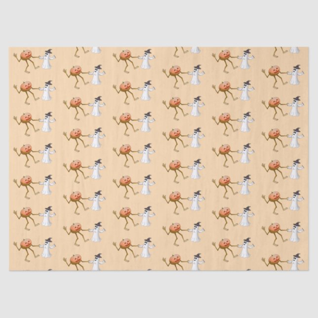 Papel De Seda Pumpkin do Halloween e Fantasma (Frente )