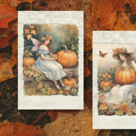 Papel De Seda Pumpkin Fairy Fall Autumn Deixa A Decoupage De Mad