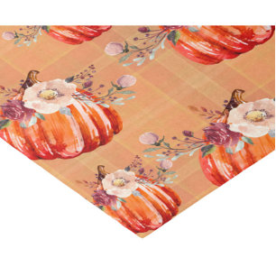 Papel De Seda Pumpkin laranja outono floral xadrez verificação o
