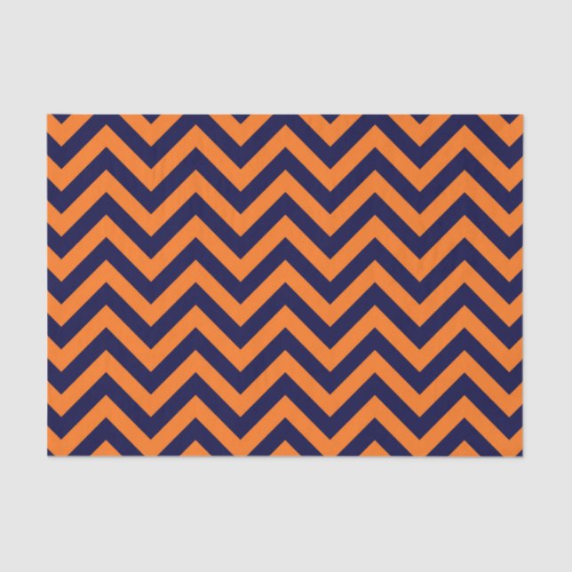 Papel De Seda Pumpkin, Marinho Azul Grande Chevron ZigZag Padrão (Frente )