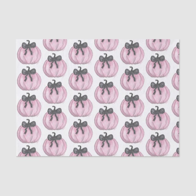 Papel De Seda Pumpkin rosa com arco preto (Frente )