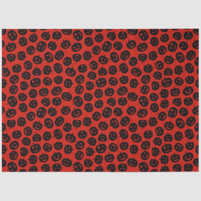Papel De Seda Pumpkin Vermelho do Halloween Moderno (Frente )