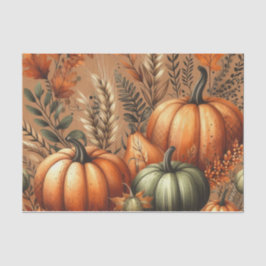 Papel De Seda Pumpkin Watercolor Autumn Patterno para Queda