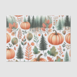 Papel De Seda Pumpkin Watercolor Autumn Patterno para Queda