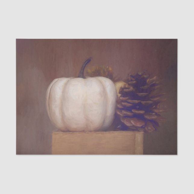 Papel De Seda Pumpkin White Rustic Country Pinta Autumn Art (Frente )