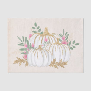 Papel De Seda Pumpkins branco e Dourado Aquarela