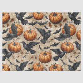 Papel De Seda Pumpkins, Corvos e o Padrão do Dia das Bruxas do M