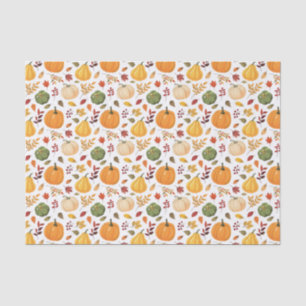 Papel De Seda Pumpkins de Colheita e Padrão de Folhas de outono