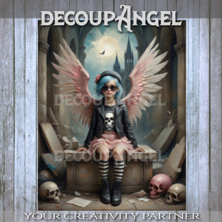 Papel De Seda Punk Angel in Stripes Decoupage