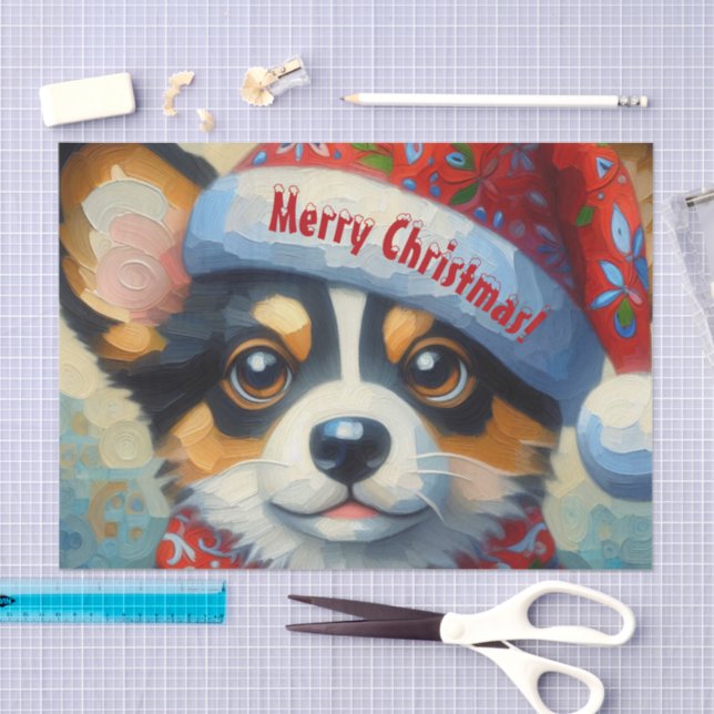 Papel De Seda Puppy Decoupage do Cão de Natal (Arte )