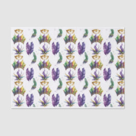 PAPEL DE SEDA PURPEN GREEN DOURADA MARDI GRAS MÁSCARAS PENAS