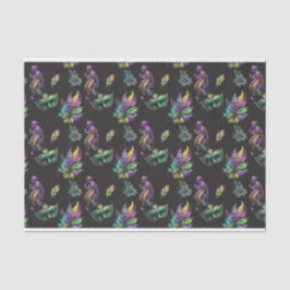 PAPEL DE SEDA PURPEN GREEN DOURADA MARDI GRAS MÁSCARAS PENAS