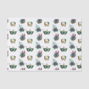 PAPEL DE SEDA PURPEN GREEN DOURADA MARDI GRAS MÁSCARAS PENAS