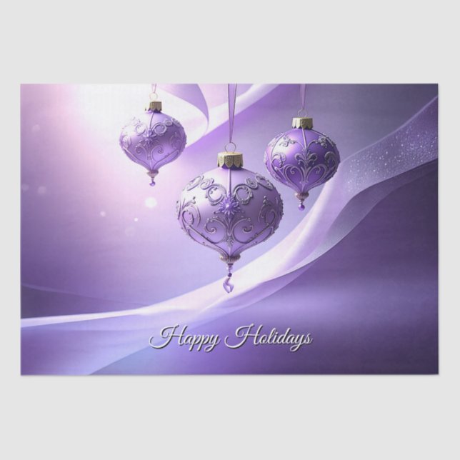 Papel De Seda Purple Christmas Ball Holiday Tissue Paper (Frente )