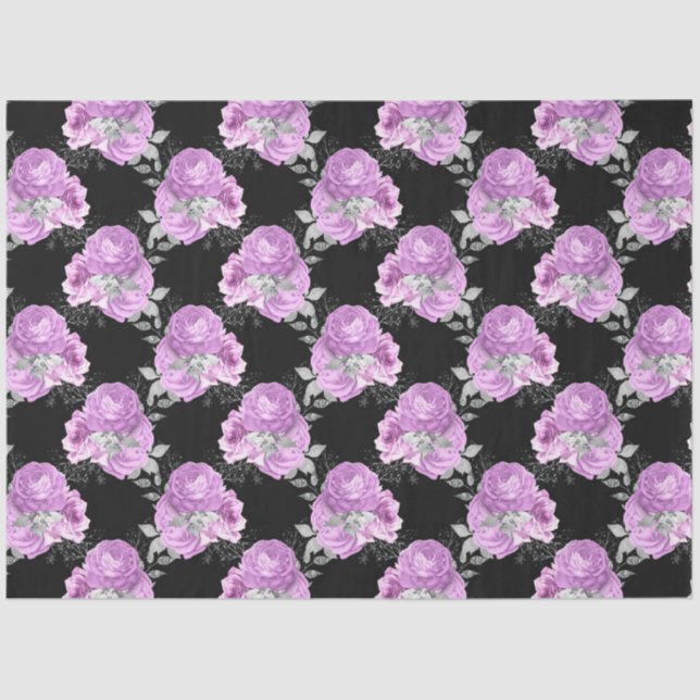 Papel De Seda Purple e Silver Série Floral Design 5 (Frente )