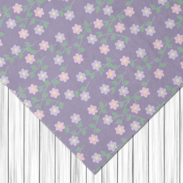 Papel De Seda Purple Floral Birthday (Criador carregado)