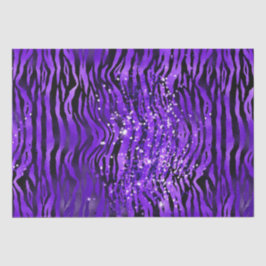 Papel De Seda Purple Glam Zebra Stripes Glitter Sparkle Design