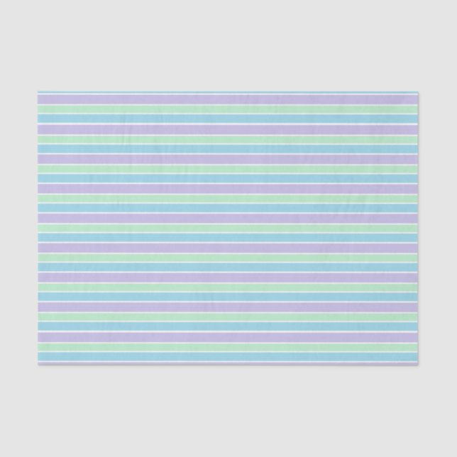 Papel De Seda Purple, Green and Blue Pastel Stripes (Frente )