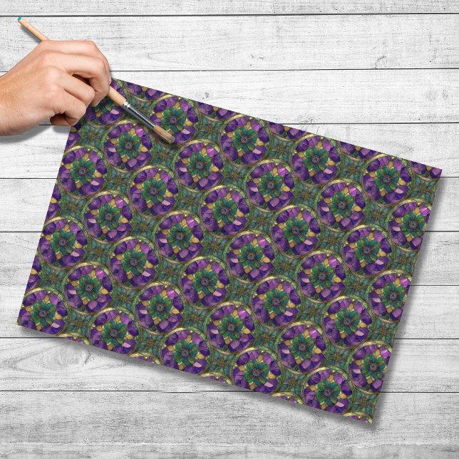 Papel De Seda Purple, Green, Gold Stained Glass Tissue Paper (Criador carregado)