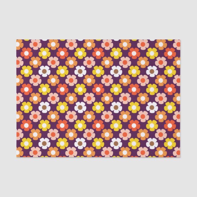 Papel De Seda Púrpura das flores de outono retrô (Frente )