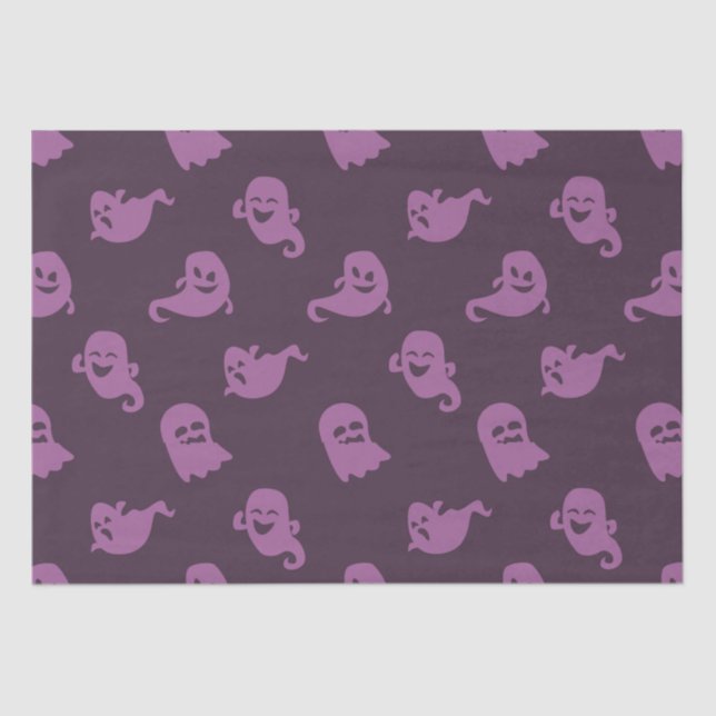 Papel De Seda Púrpura Luz Fantasmas Escuros Halloween Roxo (Frente )