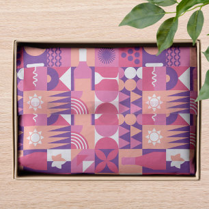 Papel De Seda Púrpura Retrorna Padrão Bauhaus