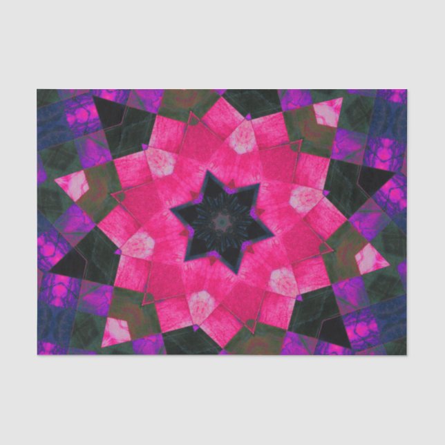 Papel De Seda Púrpura rosa e caleidoscópio preto (Frente )