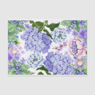 Papel De Seda Púrpura, Rosa, Flores De Jardim Azul