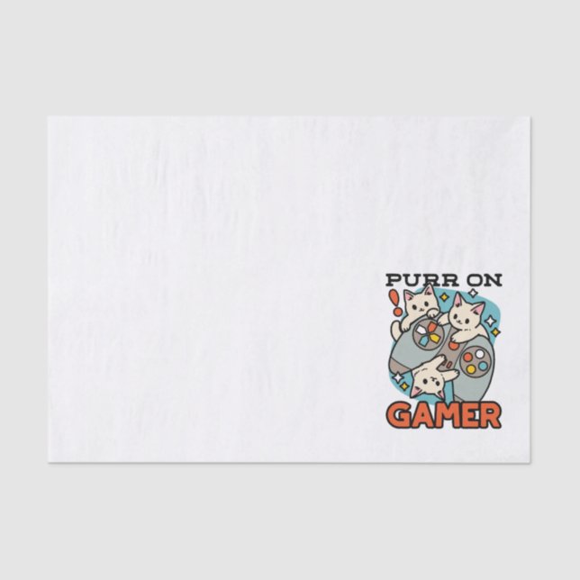 Papel De Seda Purr On Gamer - Design de Jogos para Gatos de Gato (Frente )