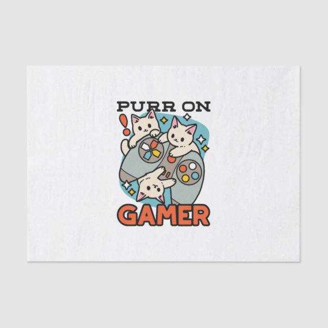Papel De Seda Purr On Gamer - Design de Jogos para Gatos de Gato (Frente )