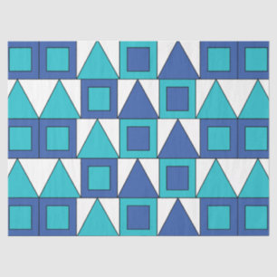 Papel De Seda Quadrado Azul Turquesa Triângulo Geométrico