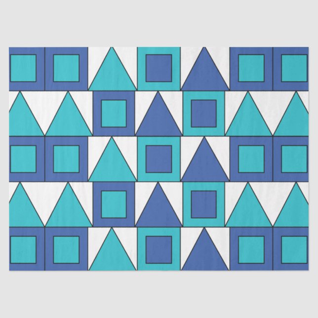 Papel De Seda Quadrado Azul Turquesa Triângulo Geométrico (Frente )