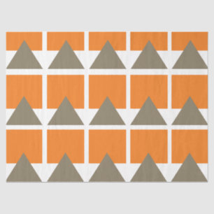 Papel De Seda Quadrado Triângulo Geométrico Laranja Cinza