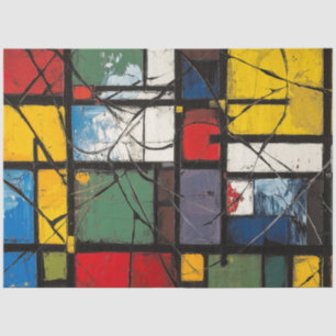 Papel De Seda Quadrados de cores vibrantes geométricas de Abstra