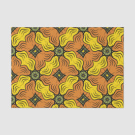 Papel De Seda Quadrados de Groovy, Verde, Amarelo e Laranja