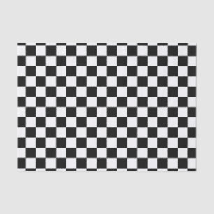 Papel De Seda Quadrados do Quadro de Verificação Preto e Branco