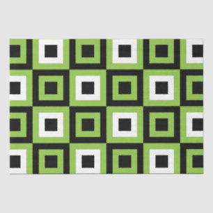 Papel De Seda Quadrados Pretos Brancos Verdes Geométricos