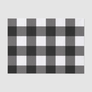 Papel De Seda Quadrados Xadrez Preto e Branco Plaid de Buffalo