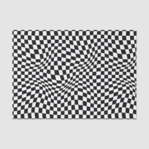 Papel De Seda Quadro de Verificação Branco Preto Verificado por 