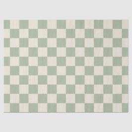 Papel De Seda Quadro de Verificação Branco Verde e Desligado
